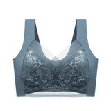 Plus Size Lace Ice Silk Bra: Wireless, Breathable, Gathering, Beauty Back Support