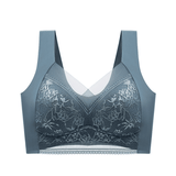 Plus Size Lace Ice Silk Bra: Wireless, Breathable, Gathering, Beauty Back Support