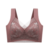 Plus Size Lace Ice Silk Bra: Wireless, Breathable, Gathering, Beauty Back Support