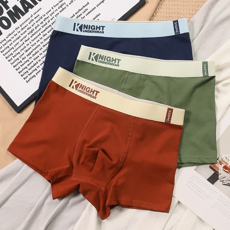 3-Pack Men's Breathable Cotton Boxer Briefs - Soft, Stretchy, Letter Print