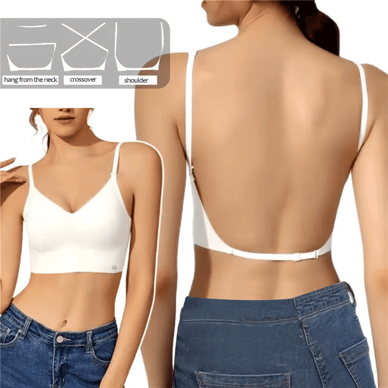 Invisible Deep U Plunge Backless Bra for Dresses with Transparent Straps Push-Up