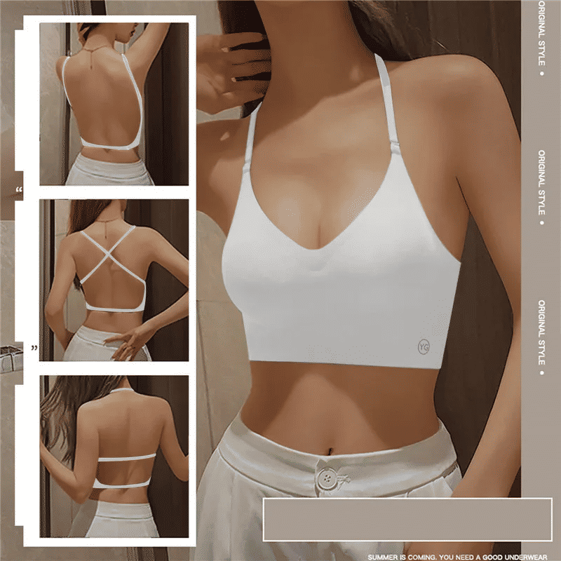 Invisible Deep U Plunge Backless Bra for Dresses with Transparent Straps Push-Up