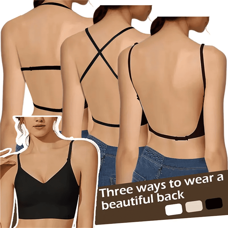 Invisible Deep U Plunge Backless Bra for Dresses with Transparent Straps Push-Up