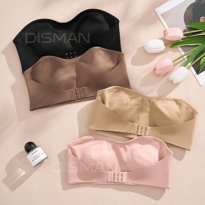 Women's Seamless Strapless Front-Button Wireless Tube Bra No Padding Breathable