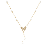Elegant Zircon Butterfly Pearl Clavicle Necklace for Women, Trendy Design