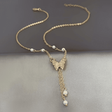 Elegant Zircon Butterfly Pearl Clavicle Necklace for Women, Trendy Design