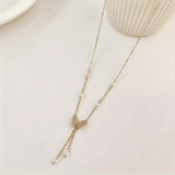 Elegant Zircon Butterfly Pearl Clavicle Necklace for Women, Trendy Design