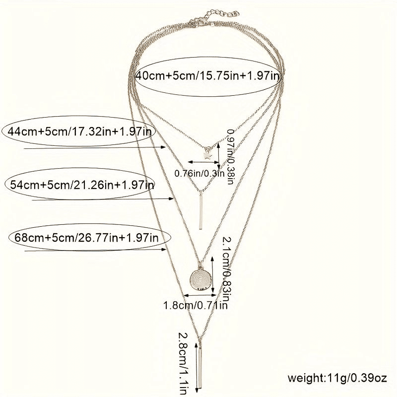 Elegant Multi-Layer Star Disc Geometric Fashion Necklace for Women