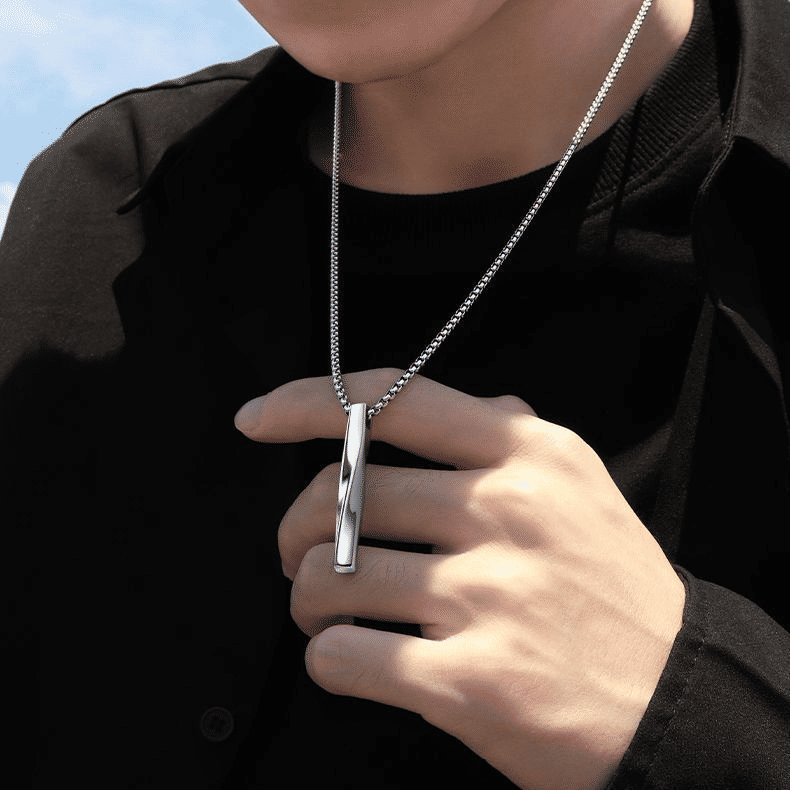 Stylish Titanium Steel Spiral Pendant Necklace for Men & Women, Hip-Hop Fashion