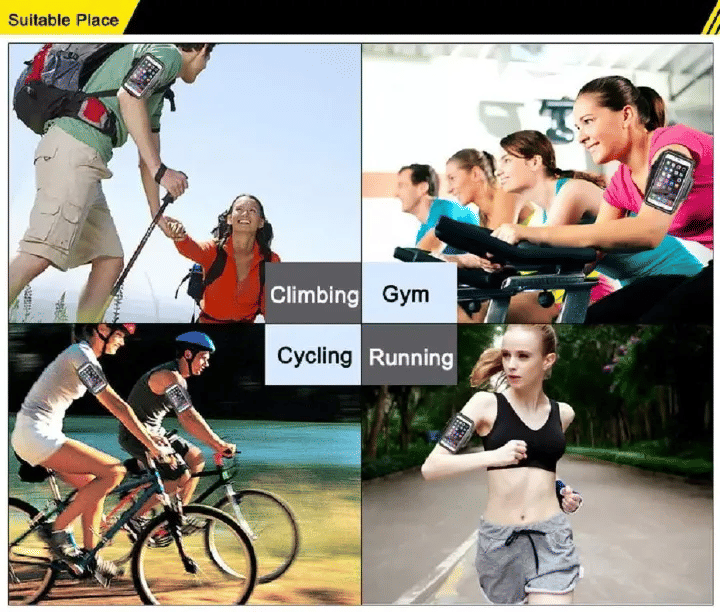 Universal 6.5in Waterproof Sports Arm Band Phone Bag for Running Cycling Black