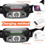 Powerful Rechargeable Headlamp 1-Piece Waterproof LED Flashlight for Fishing Black