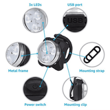 Super Bright USB Rechargeable Waterproof LED Bike Headlight and Taillight Set