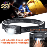 Powerful Rechargeable Headlamp 1-Piece Waterproof LED Flashlight for Fishing Black