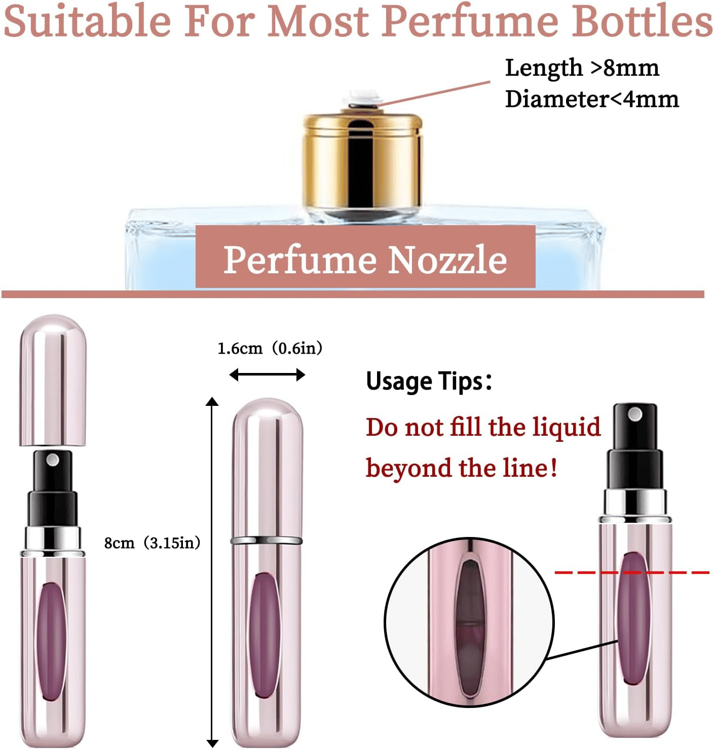 Mini Refillable Perfume Atomizer Spray Bottle 5ml Travel Size