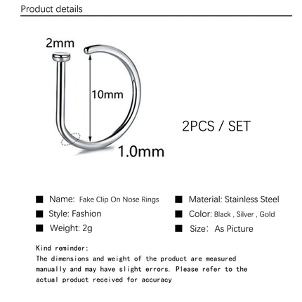 Versatile Fake Clip-On Nose Rings: Tiny Faux Piercing Hoops, No Piercing Required