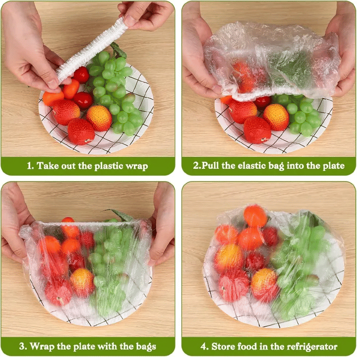 100 Pcs Bowl Covers Reusable Thickened Sturdy Plastic Elastic Food Storage Fresh Keeping Bags
