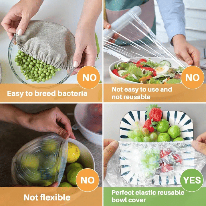 100 Pcs Bowl Covers Reusable Thickened Sturdy Plastic Elastic Food Storage Fresh Keeping Bags