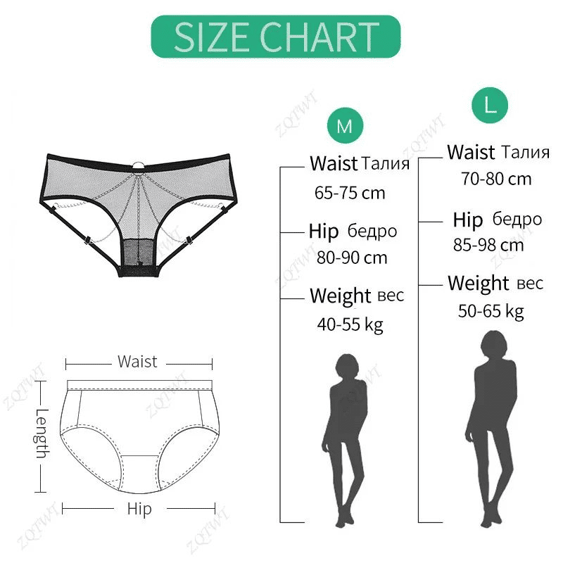 Sultry Lace Metal Chain G-String Thong - Erotic Mesh Low Waist Panties