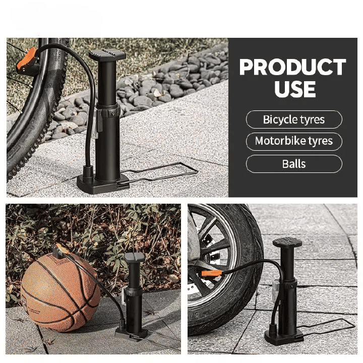 Portable Bike Pump Hand Foot Operated 120 PSI Presta Schrader Valve Inflator Car Motorcycle Ball Cycling Accessory Black