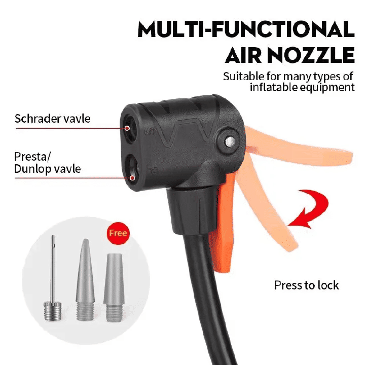 Portable Bike Pump Hand Foot Operated 120 PSI Presta Schrader Valve Inflator Car Motorcycle Ball Cycling Accessory Black
