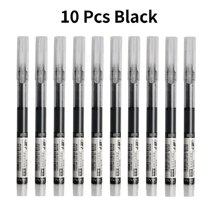 Needle Type Gel Pens 10-Piece Set Straight Liquid Ballpoint Writing Stationery