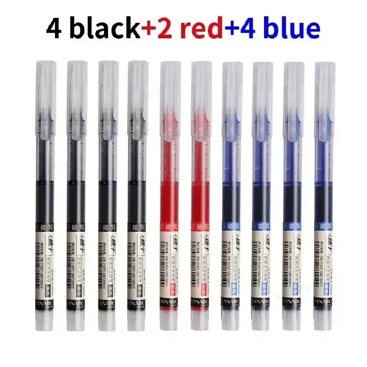 Needle Type Gel Pens 10-Piece Set Straight Liquid Ballpoint Writing Stationery