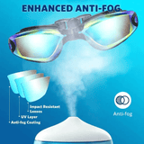 Swimming Goggles Professional 100% UV Protection Anti-fog No Leaking for Adult Men Women