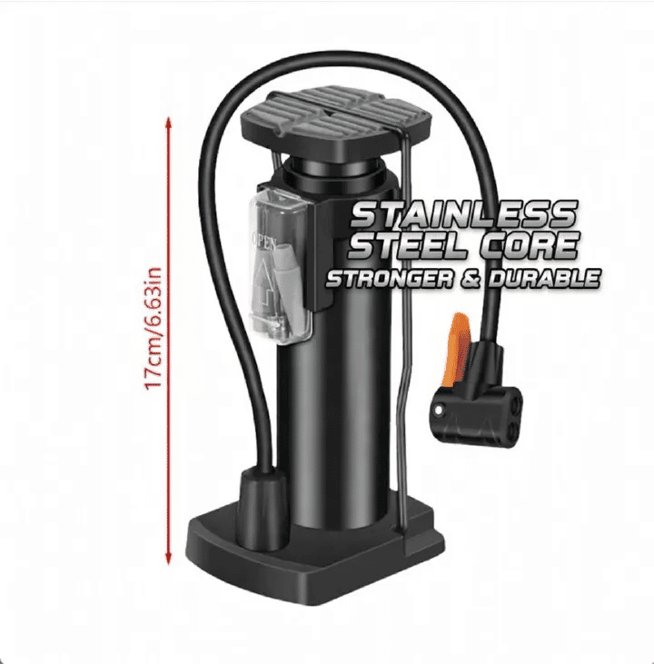 Portable Bike Pump Hand Foot Operated 120 PSI Presta Schrader Valve Inflator Car Motorcycle Ball Cycling Accessory Black