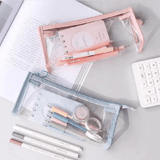 Large Capacity Transparent Pencil Case 1-Piece Portable Stationery Bag for School Green