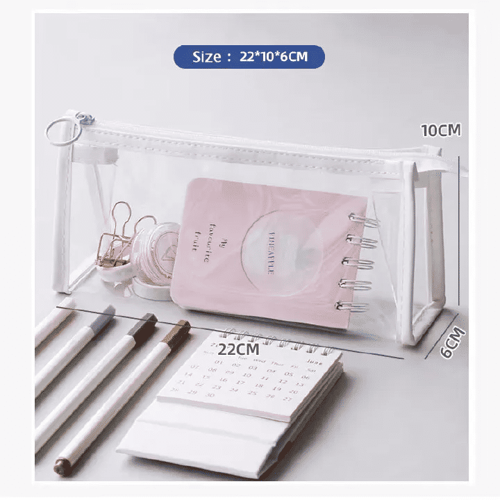 Large Capacity Transparent Pencil Case 1-Piece Portable Stationery Bag for School Green