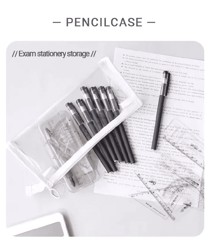 Large Capacity Transparent Pencil Case 1-Piece Portable Stationery Bag for School Green