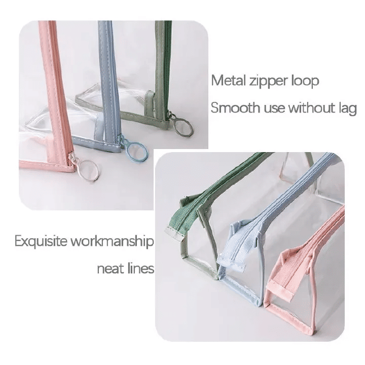 Large Capacity Transparent Pencil Case 1-Piece Portable Stationery Bag for School Green