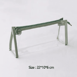 Large Capacity Transparent Pencil Case 1-Piece Portable Stationery Bag for School Green