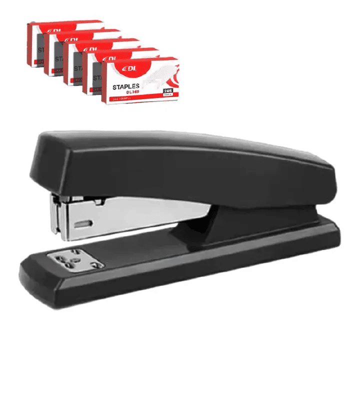 Hand Stapler with 5 Boxes of Staples Business Binding Machine Stationery Student Stapler Black
