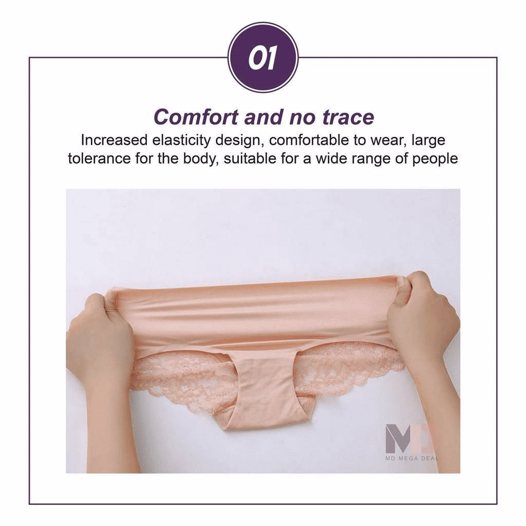 5-Pack Luxurious Soft Lace Ice Silk Seamless Plus Size Women's Briefs Underpants