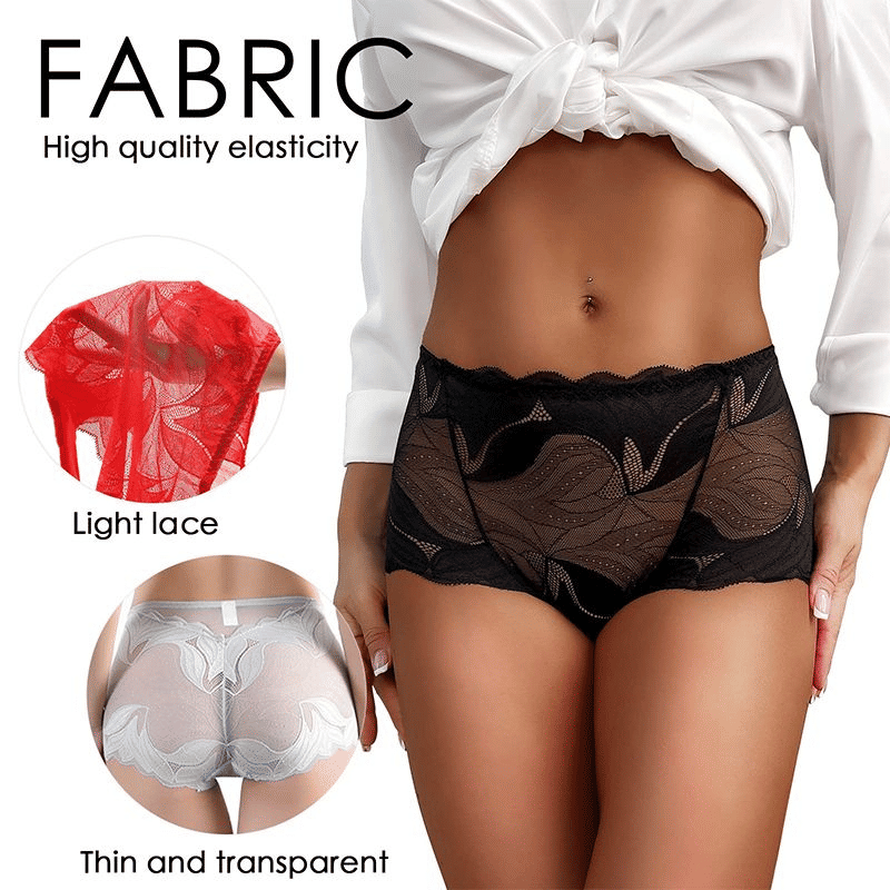 5-Pack Women's Seamless Lace Mesh Mid-Waist Plus Size Butt Lift Panties