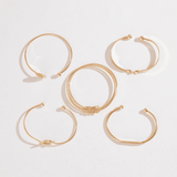 Personalized Minimalist Chain Bangle Bracelet Set: Retro Glossy Geometric Hand Jewelry