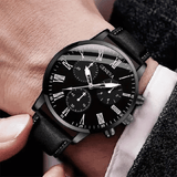 Men's Quartz Watch & Leather Bracelet Set 2Pcs Simple Business Digital Display