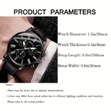 Men's Quartz Watch & Leather Bracelet Set 2Pcs Simple Business Digital Display