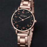 2-Piece Women's Flower Butterfly Disc Alloy Love Bracelet Wrist Watch Set Rose Gold