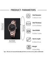 2-Piece Women's Flower Butterfly Disc Alloy Love Bracelet Wrist Watch Set Rose Gold