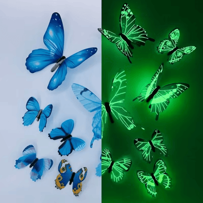 12Pcs 3D Luminous Butterfly Wall Stickers Creative Home Decor Set