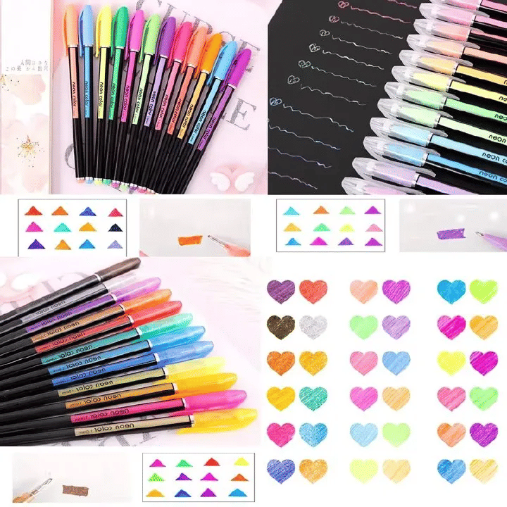 Glitter Highlighter Set Fine Point Marker Pen Art Stationery for Doodling Scrapbooking Drawing