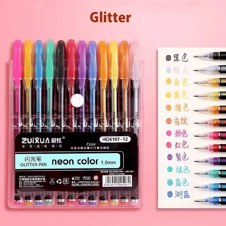 Glitter Highlighter Set Fine Point Marker Pen Art Stationery for Doodling Scrapbooking Drawing
