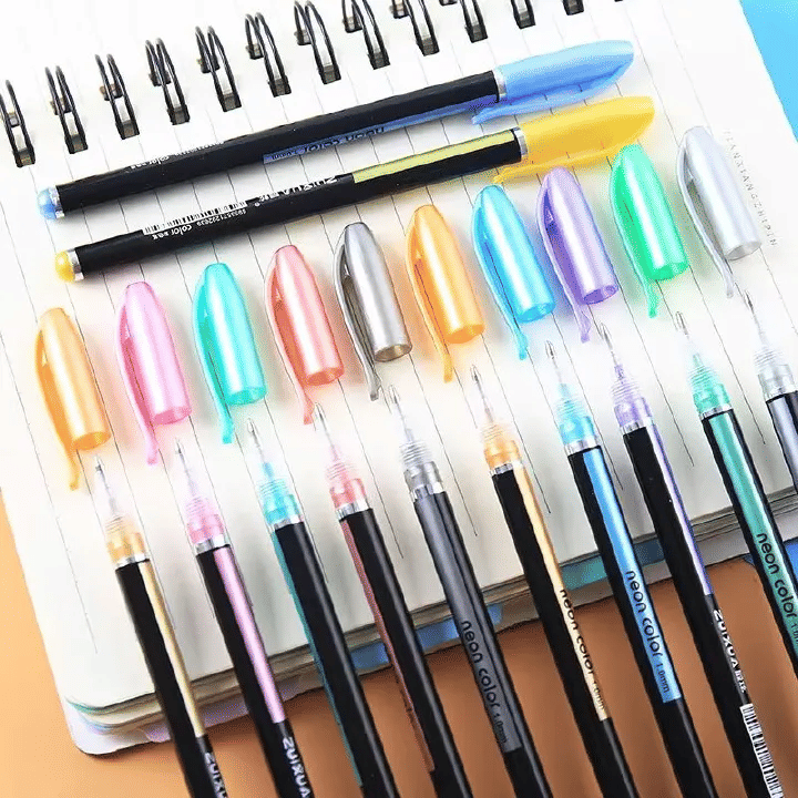 Glitter Highlighter Set Fine Point Marker Pen Art Stationery for Doodling Scrapbooking Drawing