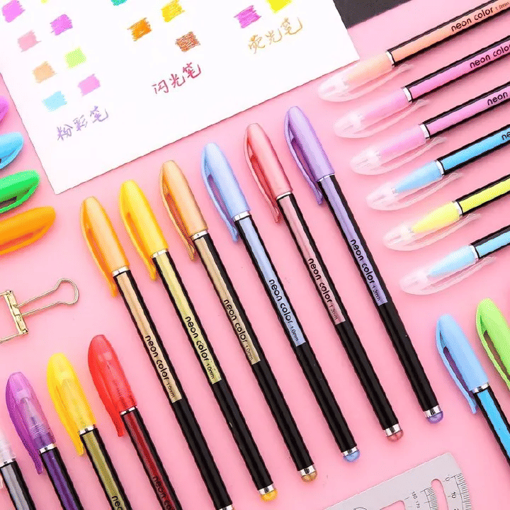 Glitter Highlighter Set Fine Point Marker Pen Art Stationery for Doodling Scrapbooking Drawing