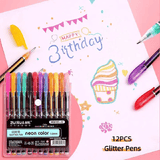 Glitter Highlighter Set Fine Point Marker Pen Art Stationery for Doodling Scrapbooking Drawing