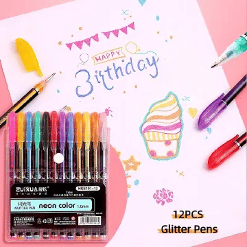 Glitter Highlighter Set Fine Point Marker Pen Art Stationery for Doodling Scrapbooking Drawing