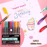 Glitter Highlighter Set Fine Point Marker Pen Art Stationery for Doodling Scrapbooking Drawing