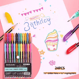 Glitter Highlighter Set Fine Point Marker Pen Art Stationery for Doodling Scrapbooking Drawing